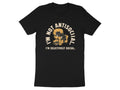 Black t-shirt with a cat sitting in a chair on books, text reads "I'm Not Antisocial. I'm Selectively Social."