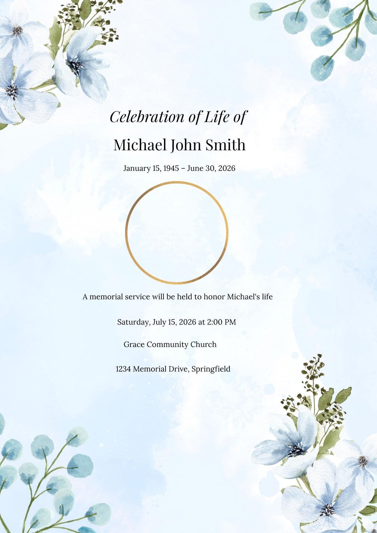 Eucalyptus Celebration of Life Bundle | 10-Piece Memorial Template Set (Editable Canva)