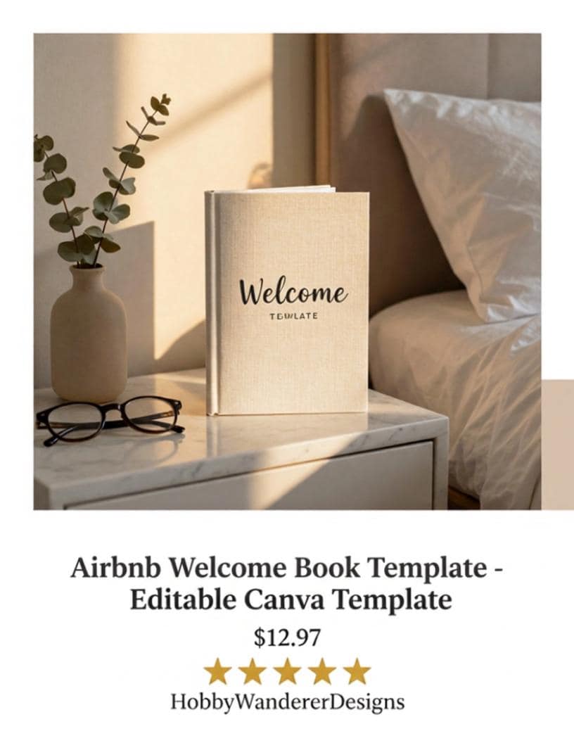 Airbnb Welcome Book Template | Editable Canva Host Guide (25 Pages, Instant Download)
