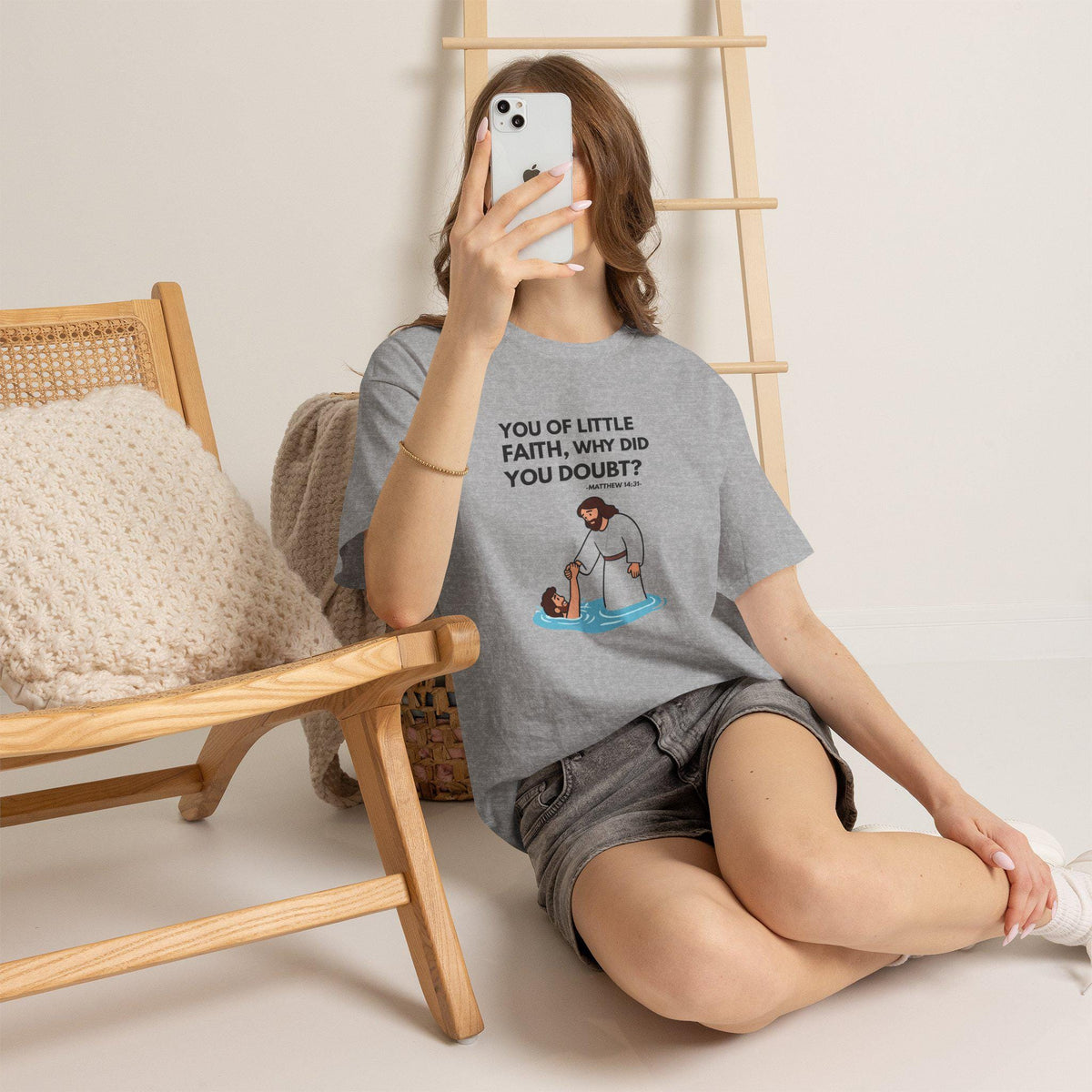 Christian Faith T-Shirt | Jesus & Peter Walking on Water | Scripture Apparel Gift