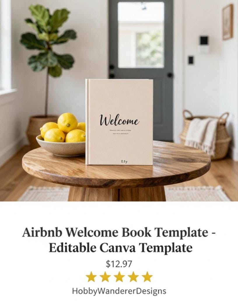 Airbnb Welcome Book Template | Editable Canva Host Guide (25 Pages, Instant Download)
